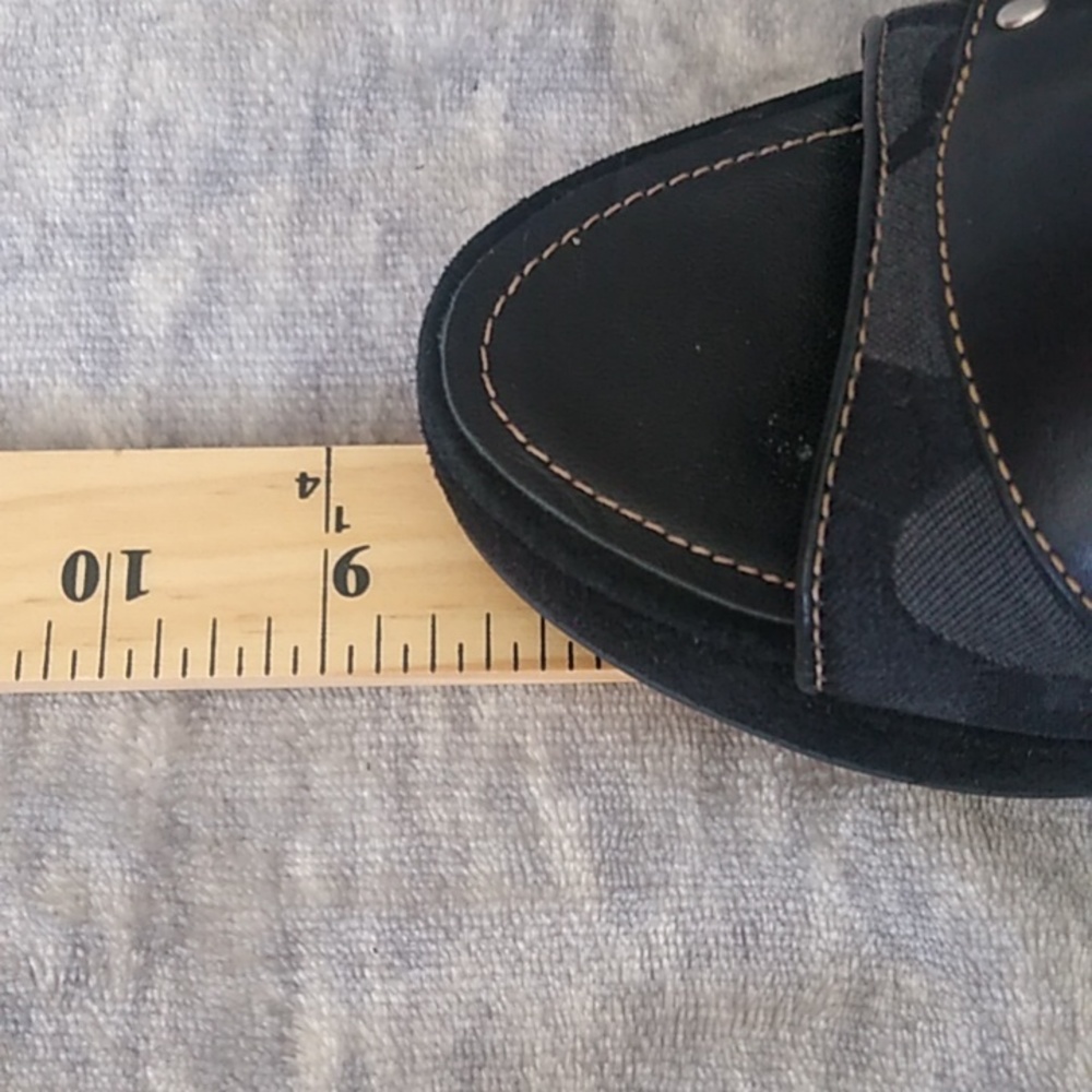 Coach Black and Silver Wedge Sandals - Picture 14 of 16